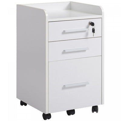 Homcom File Cabinet With 3 Lockable Drawers|Homcom Classeur Avec 3 Tiroirs Verrouillables