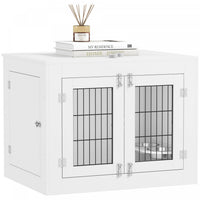 Pawhut Cage Pour Chien Avec Gamelles Amovibles Rotatives A 360°, Table D'appoint Laterale Pour Niche