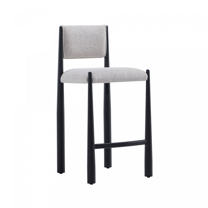 Tabouret de comptoir en metal et boucle Lennor style milieu du siecle, coloris champagne