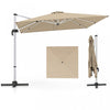 Costway Parasol d'exterieur a bras articule 10 pieds en aluminium suspendu deporte, avec rotation a 360° Beige