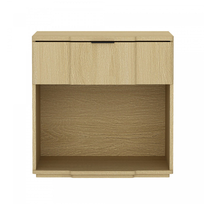 Table de nuit Clive style milieu du siecle 56 cm en chene naturel (1 tiroir)