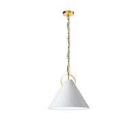 Luminaire suspendu Princeton de Dainolite de 16 po de diamètre avec abat-jour blanc, fini laiton vieilli et 1 ampoule