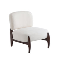  Coco Fauteuil de Salon Moderne en Bouclette avec Cadre en Bois Massif, Beige
