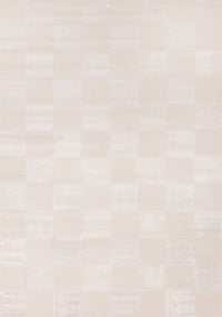 Carpette Leonardo blanche et grise à motif à carreaux - 2 pi 7 po x 4 pi 11 po