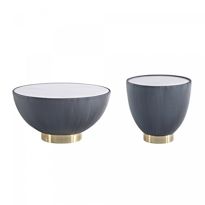 Ensemble de 2 tables Anderson Modern : table basse et table d’appoint en gris