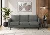 Sofa Rembourre, 77\"L, Tissu Gris Fonce, Pieds En Metal Noir