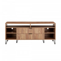 Meuble TV Dumbo Modern 160 cm a rainures, finition brun dore