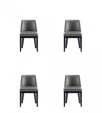 Chaise de salle a manger moderne Gansevoort en bois et cuir vegetalien graphite - Lot de 4