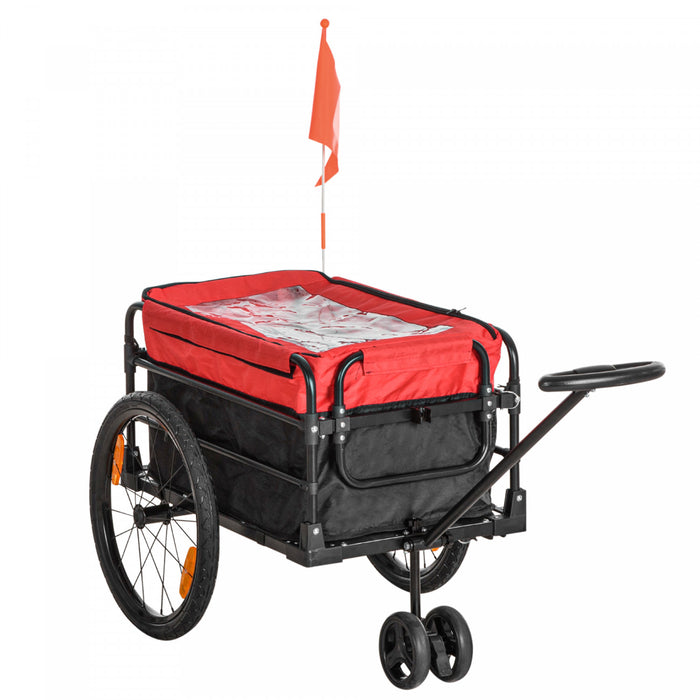 Aosom Bike Cargo Trailer & Wagon Cart, Chariot De Jardinage Multi-usages Avec Boite Amovible, Grandes Roues De 20'', Reflecteurs, Attelage Et Poignee, Rouge