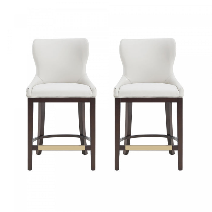 Tabouret de comptoir Blair moderne en bois et tissu blanc - Lot de 2