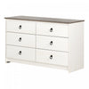 Plenny Commode 6 tiroirs Blanc antique et Chêne vieilli, de Meubles South Shore