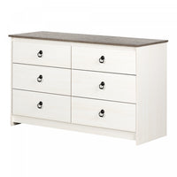  Plenny Commode 6 tiroirs Blanc antique et Chêne vieilli, de Meubles South Shore
