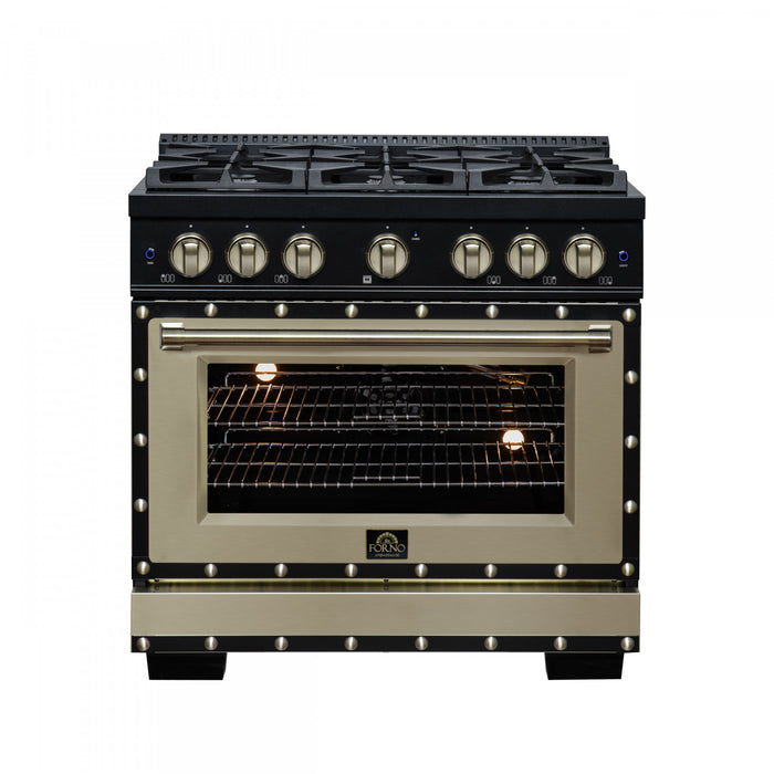 Cuisiniere a gaz Ambassador de 36 po, noire, 6 bruleurs scelles, four de 5,2 pi³ – FFSGS6299-36CPBLK