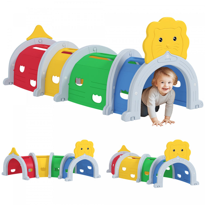 Qaba Tunnel Pour Enfants A Ramper, Tunnel De Jeu Pour Enfants A L'interieur Et A L'exterieur, Structure De Jeu Pour Enfants De 3 A 6 Ans, Multicolore