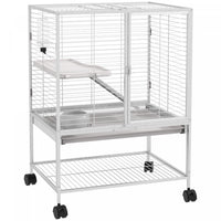 Pawhut Cage Pour Petits Animaux Avec Roulettes, Parc Pour Rats, Furets, Chinchillas Avec Etagere De