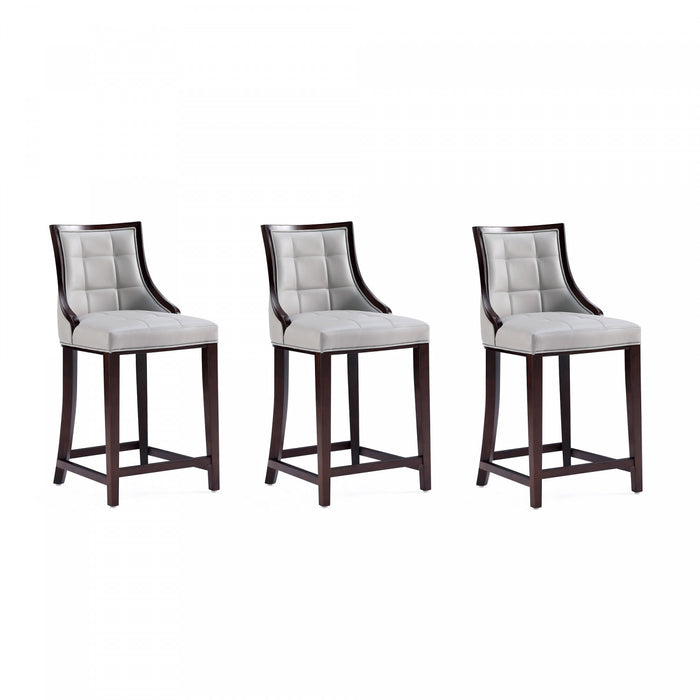 Tabouret de comptoir traditionnel en bois Fifth Avenue avec assise rembourree, gris clair - Lot de 3