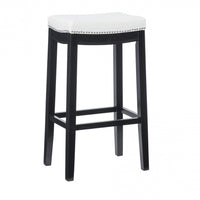 Tabouret bar Claridge en similicuir et sans dossier - noir et blanc