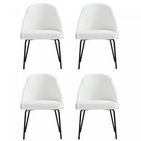 Chaise de salle a manger moderne Gracie en cuir vegetalien et metal, blanc et noir - Lot de 4