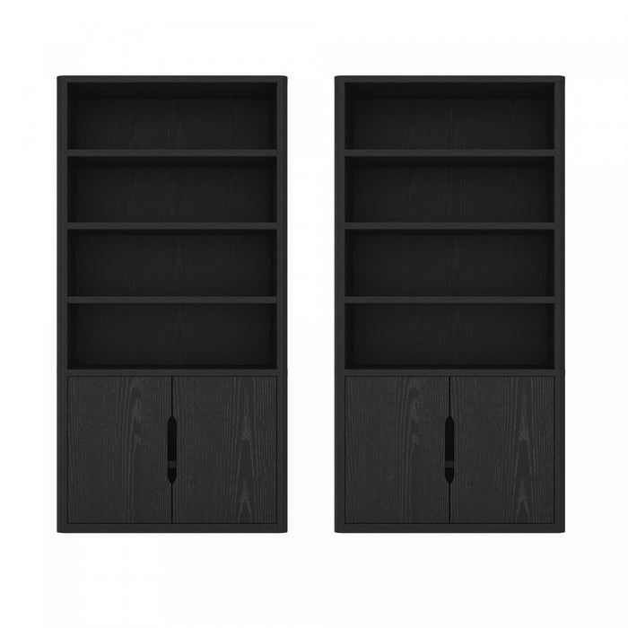 Armoire bibliotheque moderne Rivington 40\" en noir - Lot de 2