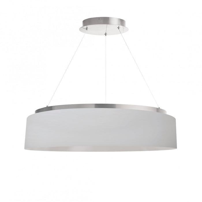 Lustre Circulo de Dainolite avec abat-jour blanc, fini argenté et ampoule de 34 W