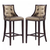 Tabouret de bar traditionnel en bois avec assise rembourree Fifth Avenue, bronze - Lot de 2