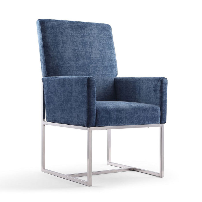 Chaise de salle à manger sans accoudoirs Element de Manhattan Comfort - velours bleu