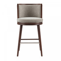 Tabouret de bar moderne en bois avec assise rembourree, coloris colombe, Evalyn