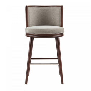 Tabouret de bar moderne en bois avec assise rembourree, coloris colombe, Evalyn