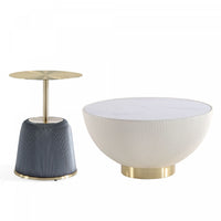  Ensemble de 2 tables Anderson Modern : table basse et table d’appoint en creme et gris