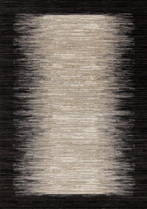 Carpette dense Amelia noire et beige à motif de bordure - 7 pi 10 po x 10 pi 10 po