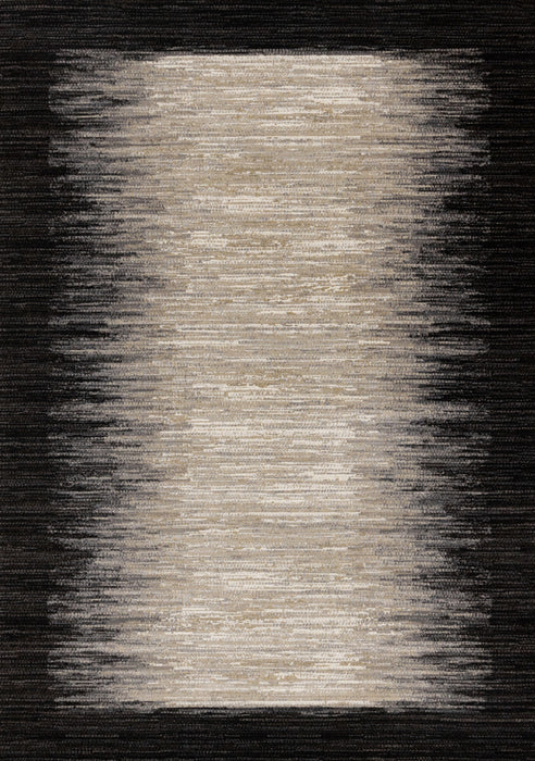 Carpette dense Amelia noire et beige à motif de bordure - 7 pi 10 po x 10 pi 10 po