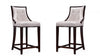 Tabouret de comptoir traditionnel en bois Fifth Avenue avec assise rembourree, blanc perle - Lot de 2