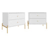 Table de nuit Jasper Moderne 25\" en blanc (2 tiroirs) - Lot de 2