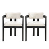 Evelyn Ensemble de 2 chaises de salle a manger en bois de caoutchouc avec accoudoirs et assise rembourree, noir