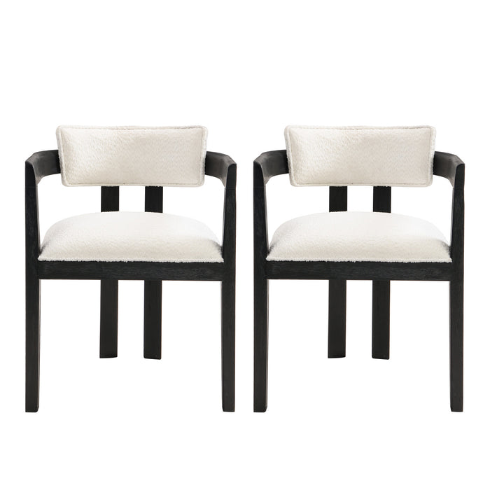 Evelyn Ensemble de 2 chaises de salle a manger en bois de caoutchouc avec accoudoirs et assise rembourree, noir