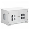 Pawhut Boite A Litiere Pour Chat Meuble Cache Pour Chat Toilette Interieure Pour Chat Table De Nuit A Double Porte Table D'extremite Avec Fenetre Pour Chat Blanc