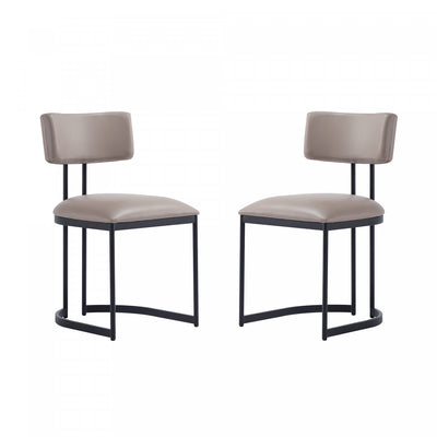 Juno Contemporary Modern Vegan Leather Metal Side Chair in Taupe - Set of 2 | Chaise d’appoint contemporaine moderne en cuir vegetalien et metal Juno, taupe – lot de 2