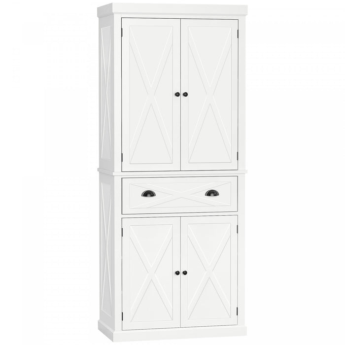 HOMCOM Garde-Manger Buffet Autoportant 4 Portes Blanc