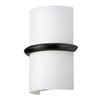 Applique murale Wallace de Dainolite en verre blanc opale, avec fini noir mat et ampoule de 14 W