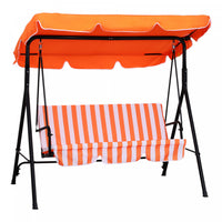 Outsunny Balancelle De Jardin 3 Places Toit Inclinaison Reglable Coussins Assise Et Dossier Acier No