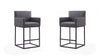 Tabouret de comptoir en metal et tissu gris style mid-century modern Ambassador - Lot de 2
