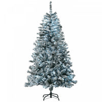 Homcom Sapin De Noel Artificiel Floque 6 Pi Avec Lumieres A Led Blanc Froid