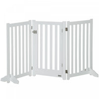 Pawhut Barriere Pliable Pour Chien Avec Porte, Barriere Autoportante A 3 Panneaux Avec Pieds De Sout