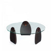 Table basse moderne glamour Artesia en bois noyer avec plateau en verre