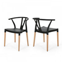 Lot De 2 Chaises De Salle À Manger Chasel Avec Assise En Polypropylène Et Pieds En Bois Massif - Noir