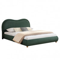 Olivia Cadre de lit plateforme rembourre avec tete de lit incurvee, taille Queen, vert