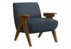 Monarch Specialties - Chaise D'Appoint, 31\"H, Rembourre, Salon, Chambre A Coucher, Bleu, Bois Noyer Brun