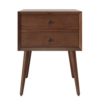  Emma Table de Nuit Moderne Mid-Century avec 2 Tiroirs, Marron