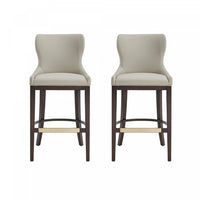 Tabouret de bar Blair moderne en bois avec revetement en tissu couleur pierre - Lot de 2