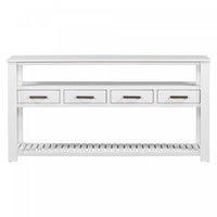 Table d'entree Ava 62,2'' avec tiroirs et etageres ouvertes, blanche